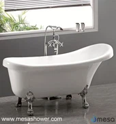 Baignoire en acrylique ovale à griffe à pied, blanc, 67 ''