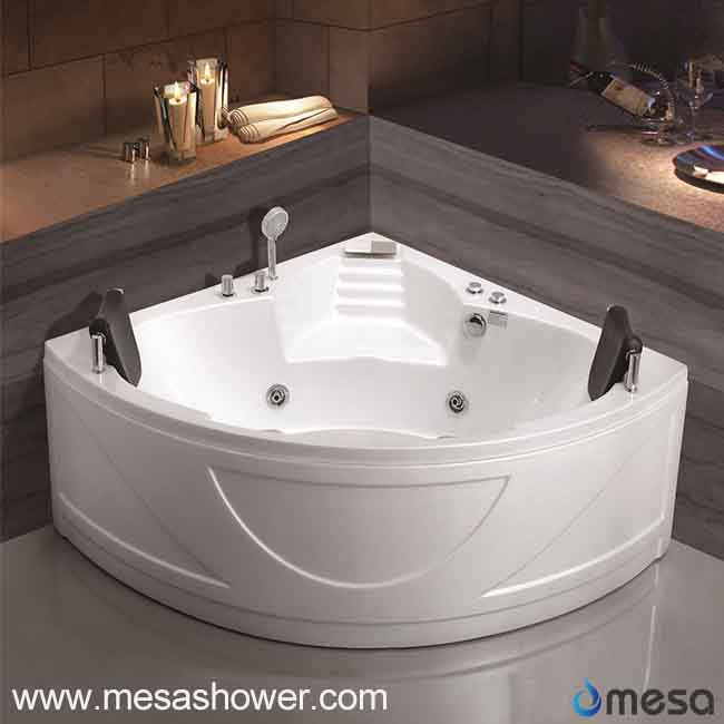 2017 New Corner Standing Alone Acrylique Whirlpool Hydro Massage Indoor Hot Tub Avec Siège