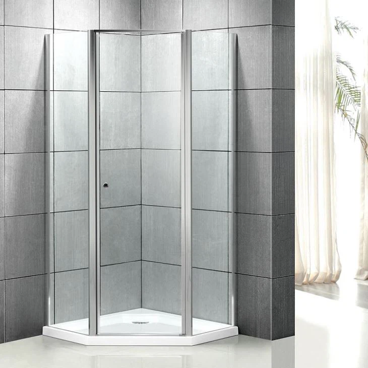 Cabine de douche à porte à pivot en forme de diamant