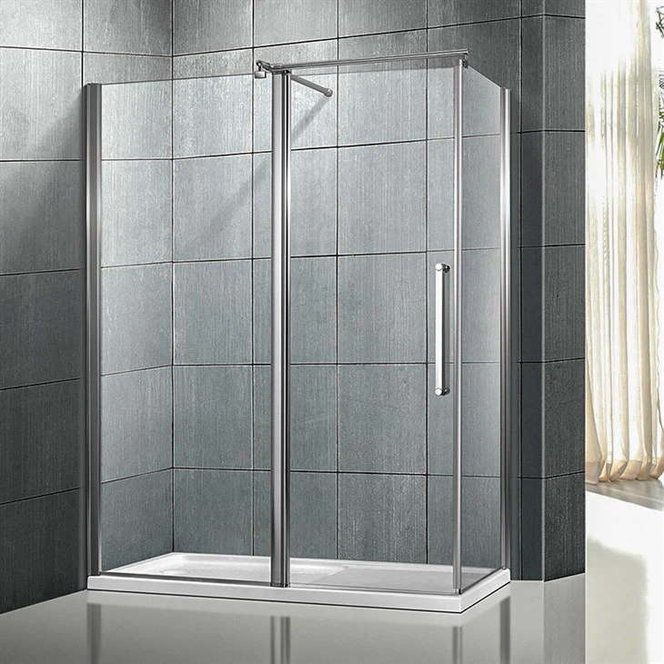 Cabine de douche sans cadre de salle de bain avec porte pivotante