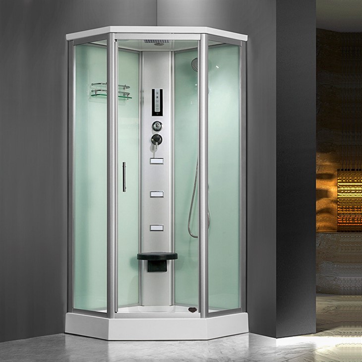 Salle de douche de massage de diamant d'angle avec massage de siège et de dos MER-003-CF-2